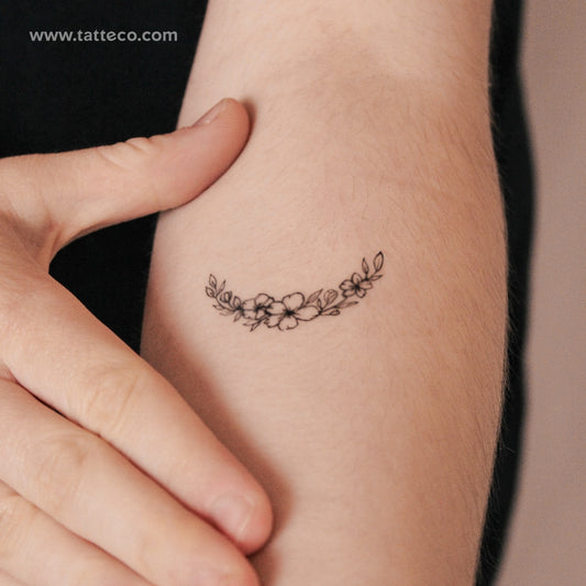 Tatuaje semipermanente de flor y luna - Juego de 2
