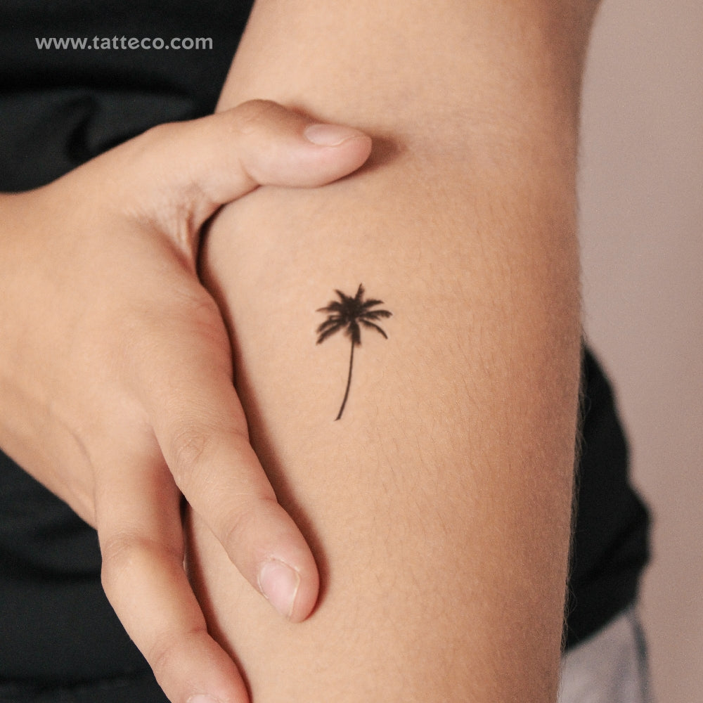 Tatuaje semipermanente de cocotero pequeño (juego de 2)