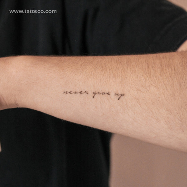 Never Give Up Semi-Permanent Tattoo - Set of 2
