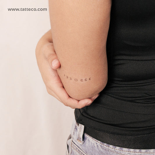 Tatuaje semipermanente con contorno de fases lunares (juego de 2)