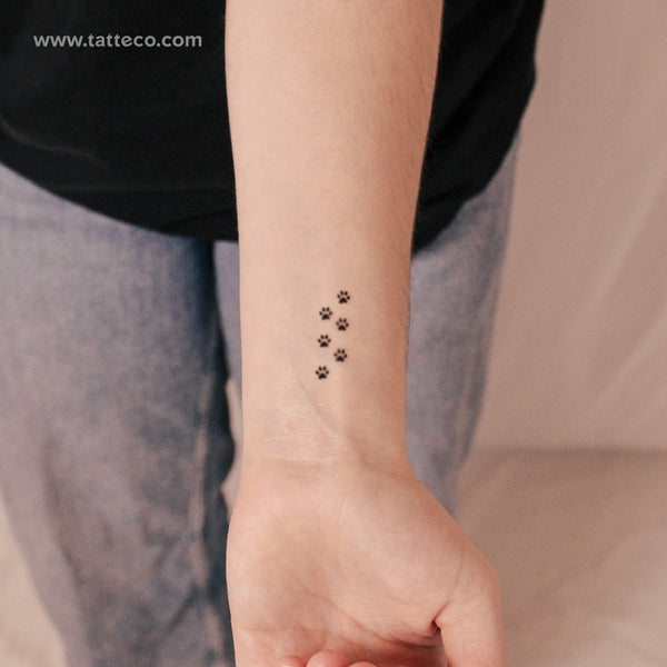 Six Tiny Paw Print Semi-Permanent Tattoo - Set of 2