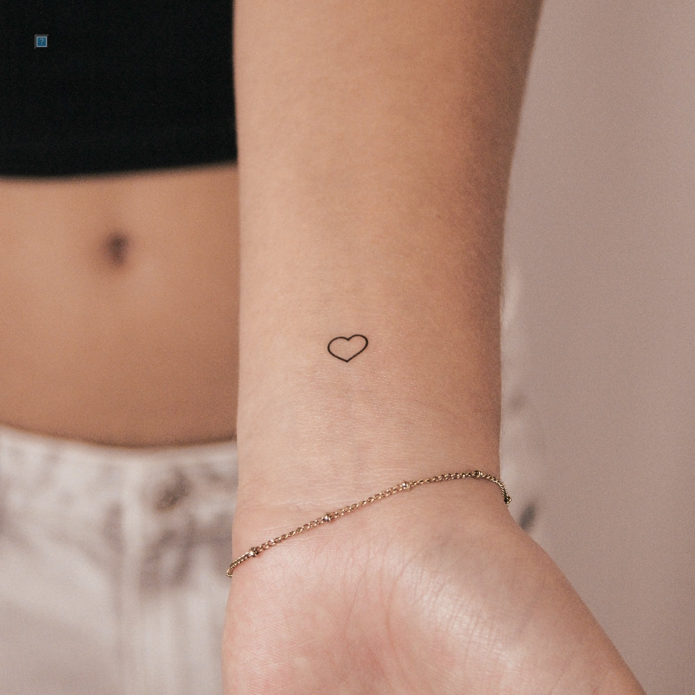 Tiny Heart Outline Semi-Permanent Tattoo - Set of 2