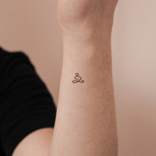 Tatuaje semipermanente del símbolo de respiración del pequeño meditador (juego de 2)