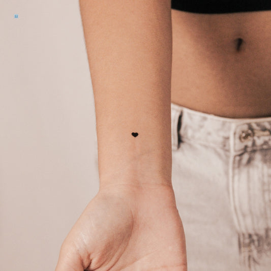 Tatuaje semipermanente de corazón negro (mini) - Juego de 2