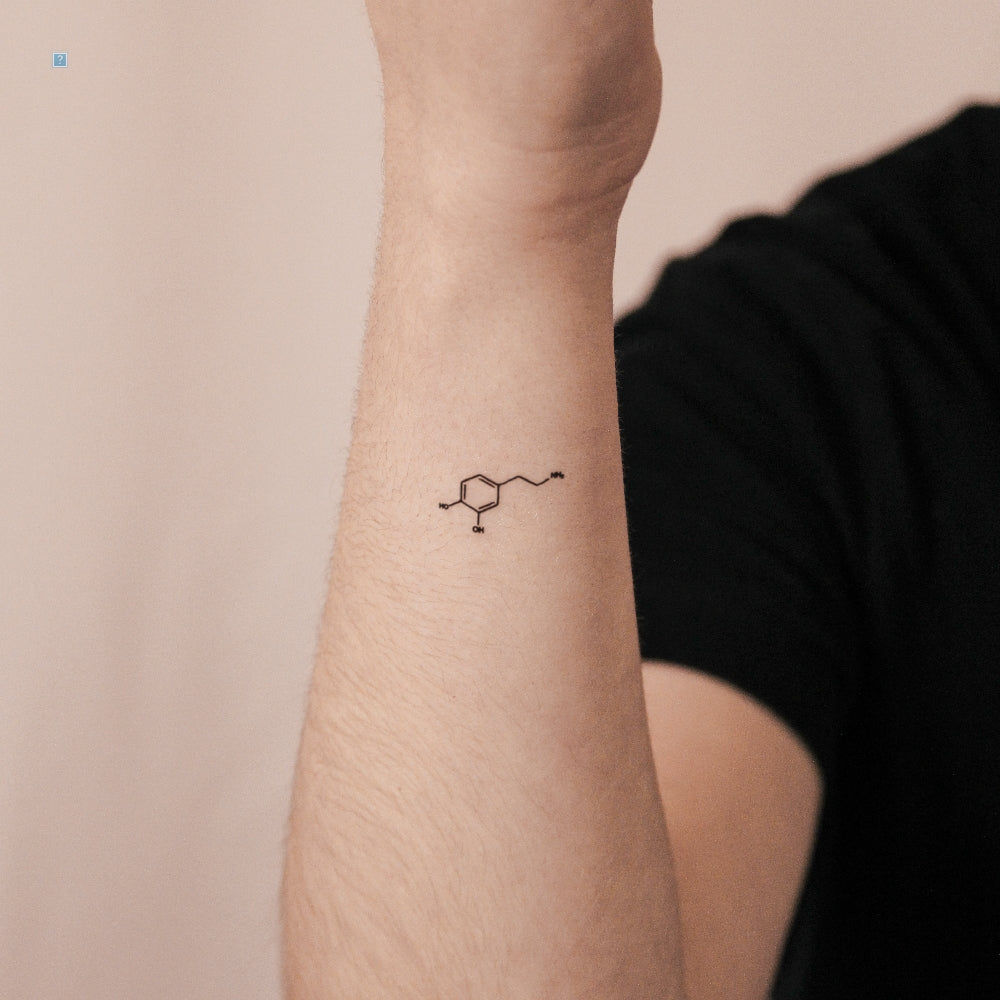 Small Dopamine Chemical Structure Semi-Permanent Tattoo - Set of 2