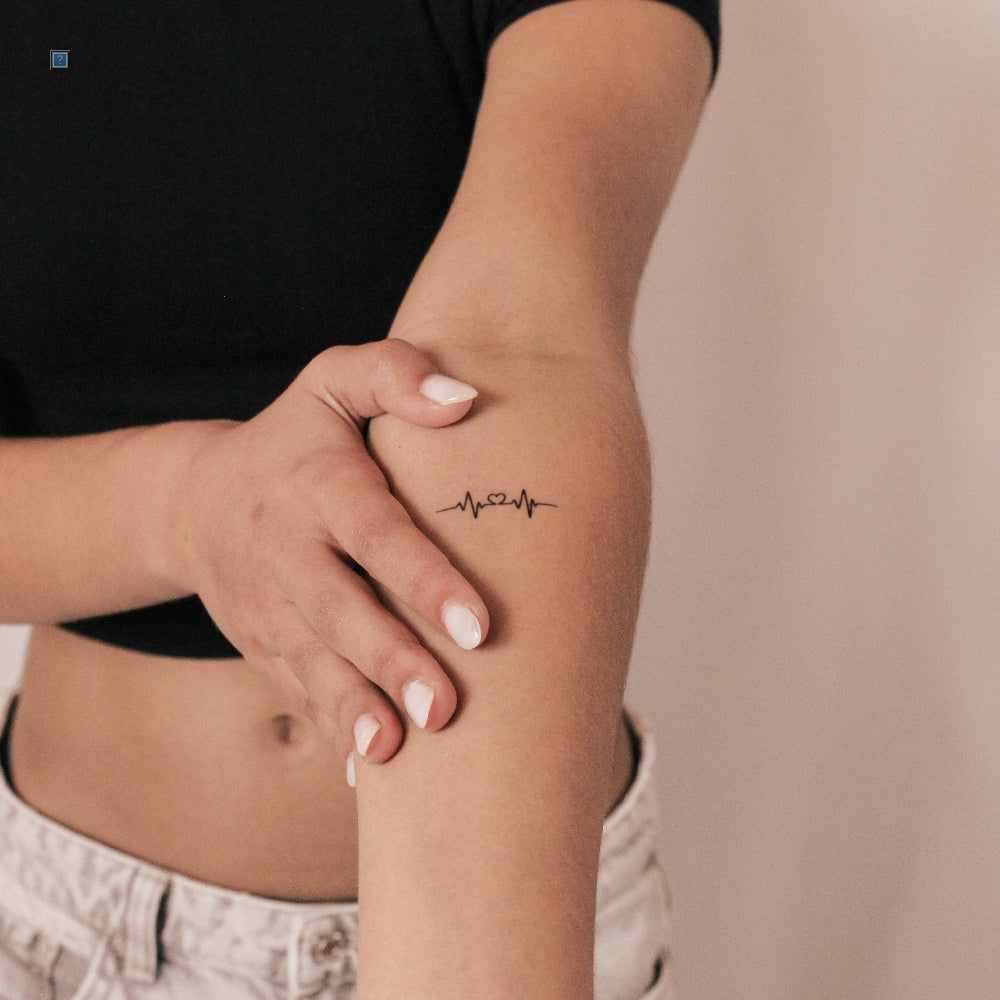 Heartbeat Heart Semi-Permanent Tattoo - Set of 2