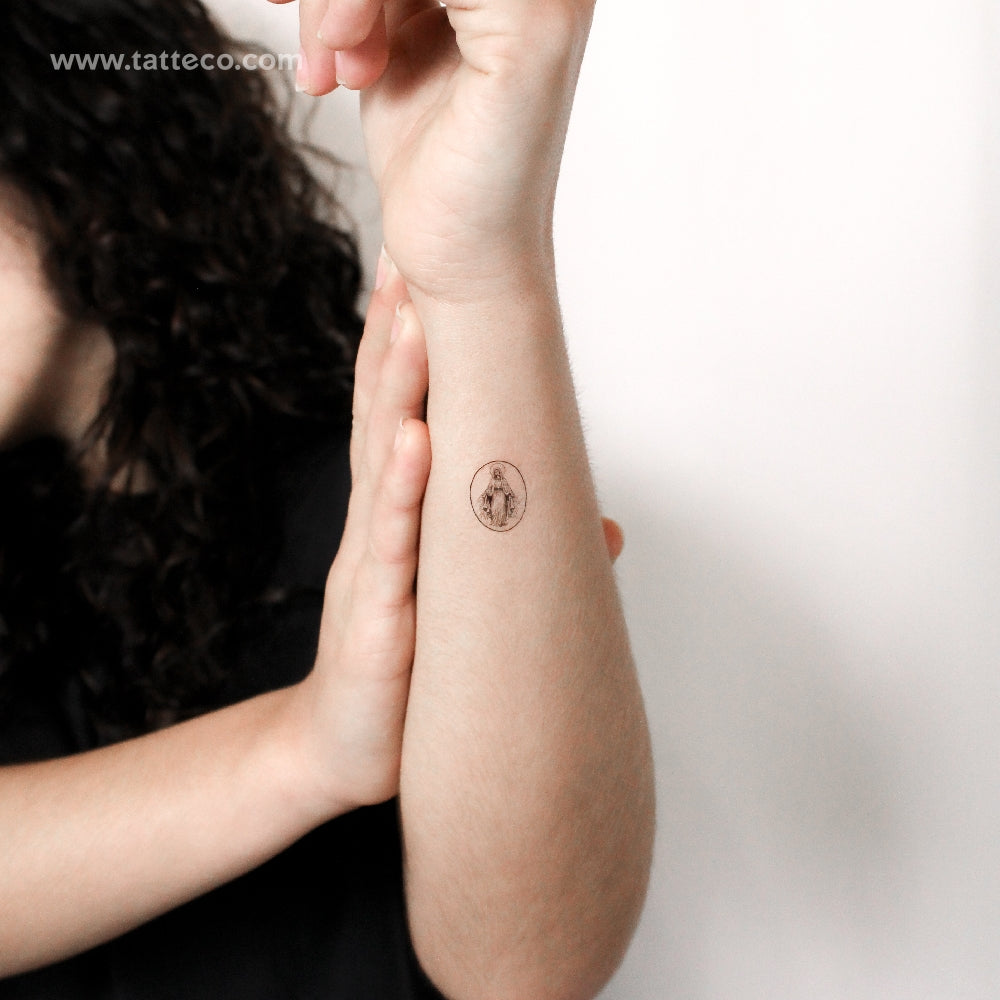 Virgin Mary Medal Temporary Tattoo - Set of 3