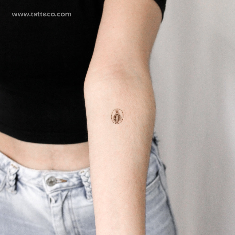 Virgin Mary Medal Temporary Tattoo - Set of 3