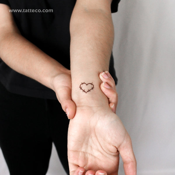 Heart Shaped Barbed Wire Temporary Tattoo - Set of 3