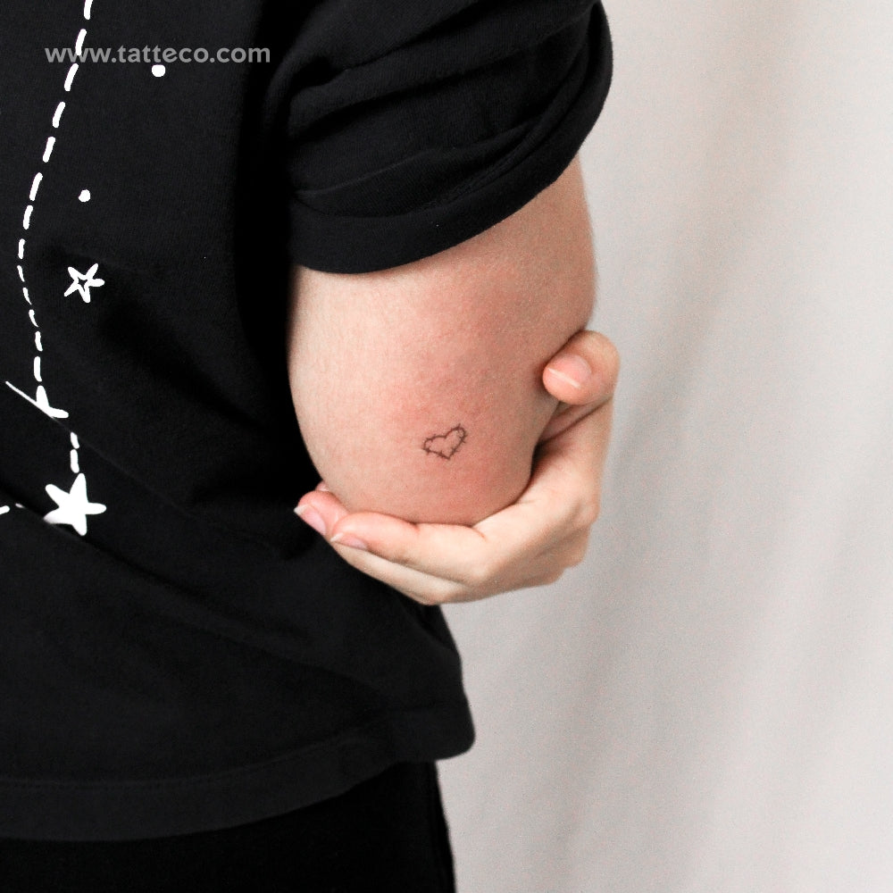 Little Barbed Wire Heart Temporary Tattoo - Set of 3