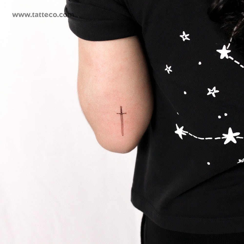 Fine Line Sword Temporary Tattoo - Set of 3