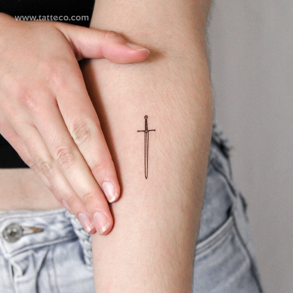 Fine Line Sword Temporary Tattoo - Set of 3