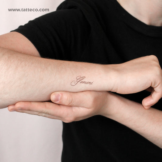 Gemini Script Temporary Tattoo By M3.Ink - Set of 3