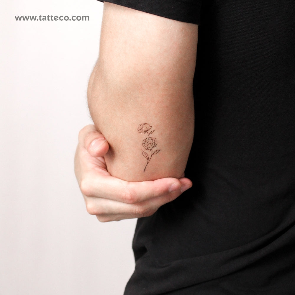 Peony Temporary Tattoo By M3.Ink - Set of 3