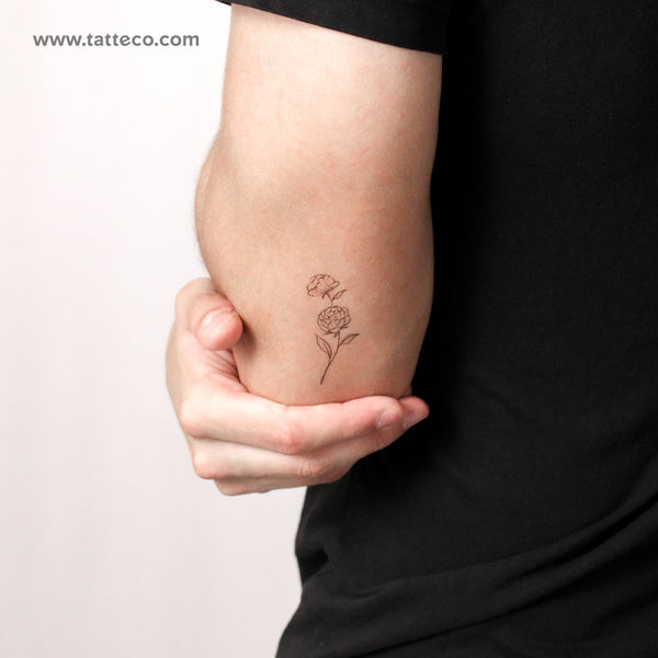 Peony Temporary Tattoo By M3.Ink - Set of 3