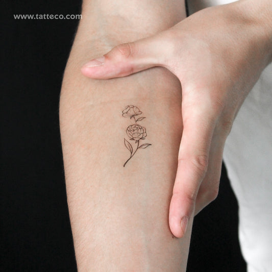 Peony Temporary Tattoo By M3.Ink - Set of 3