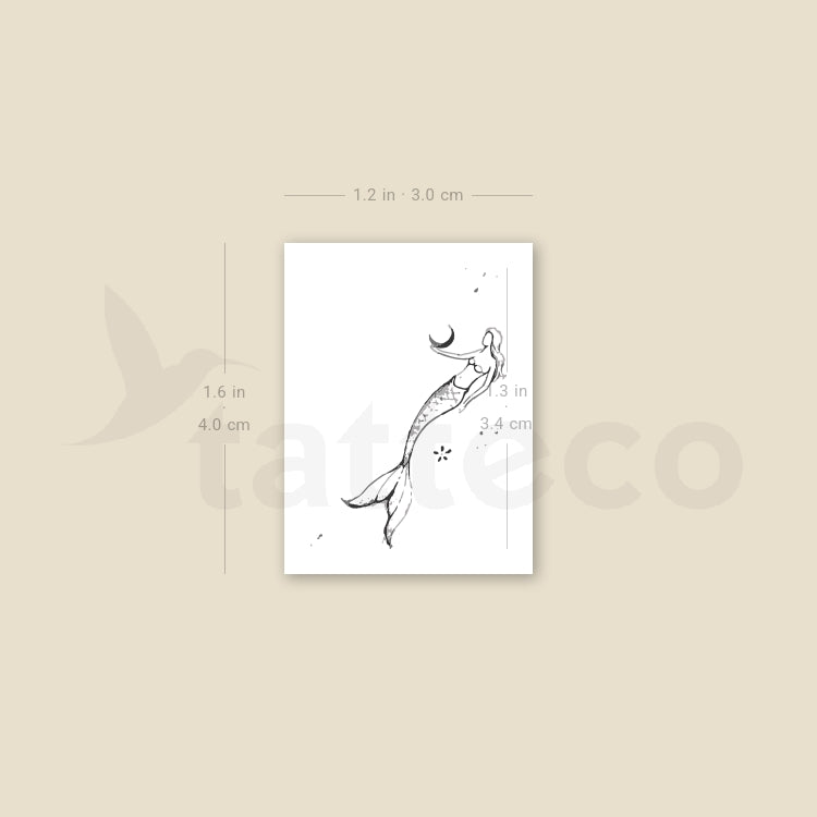 Moon Holding Mermaid By Stefano Mazza Temporary Tattoo - Set of 3