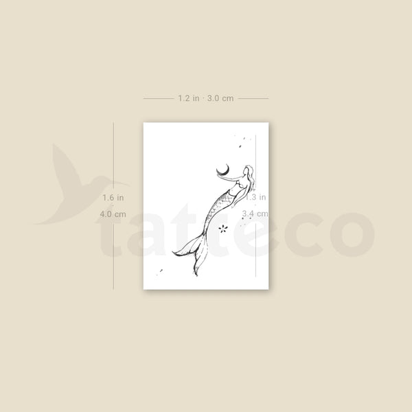 Moon Holding Mermaid By Stefano Mazza Temporary Tattoo - Set of 3