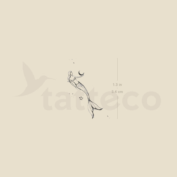 Moon Holding Mermaid By Stefano Mazza Temporary Tattoo - Set of 3