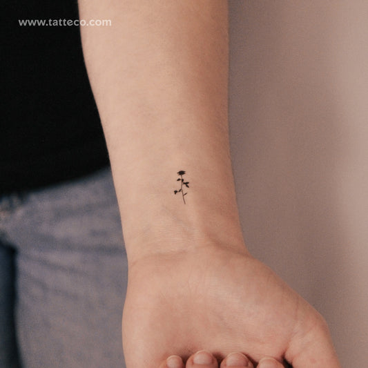 Tatuaje semipermanente de rosa negra pequeña (juego de 2)