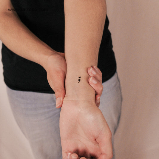 Little Cat Semicolon Semi-Permanent Tattoo - Set of 2