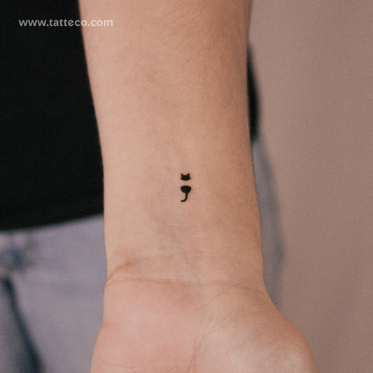 Little Cat Semicolon Semi-Permanent Tattoo - Set of 2