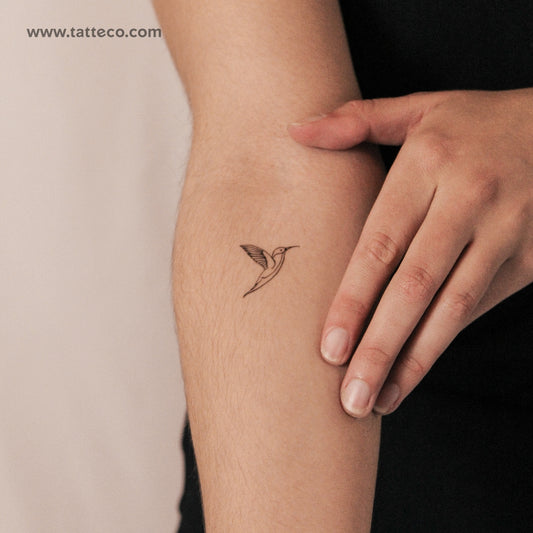 Fine Line Hummingbird Semi-Permanent Tattoo - Set of 2