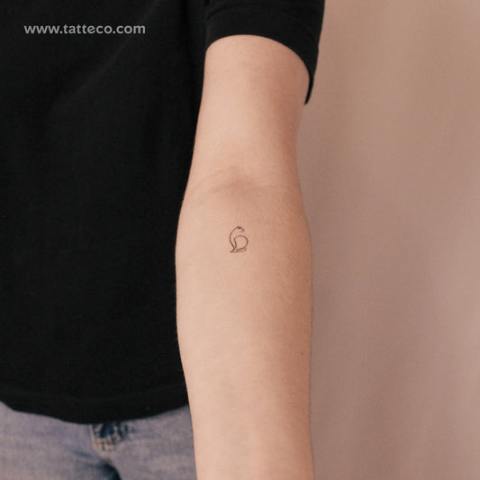 One Line Cat Semi-Permanent Tattoo - Set of 2
