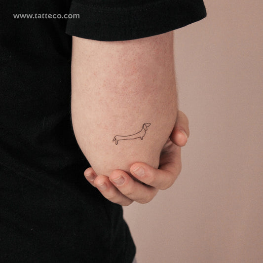 Tatuaje semipermanente de perro salchicha - Juego de 2