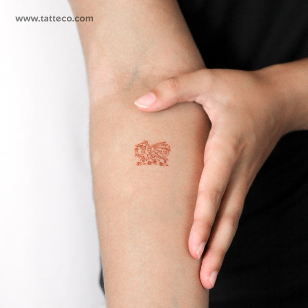 Tatuaje temporal de dragón galés rojo (juego de 3)