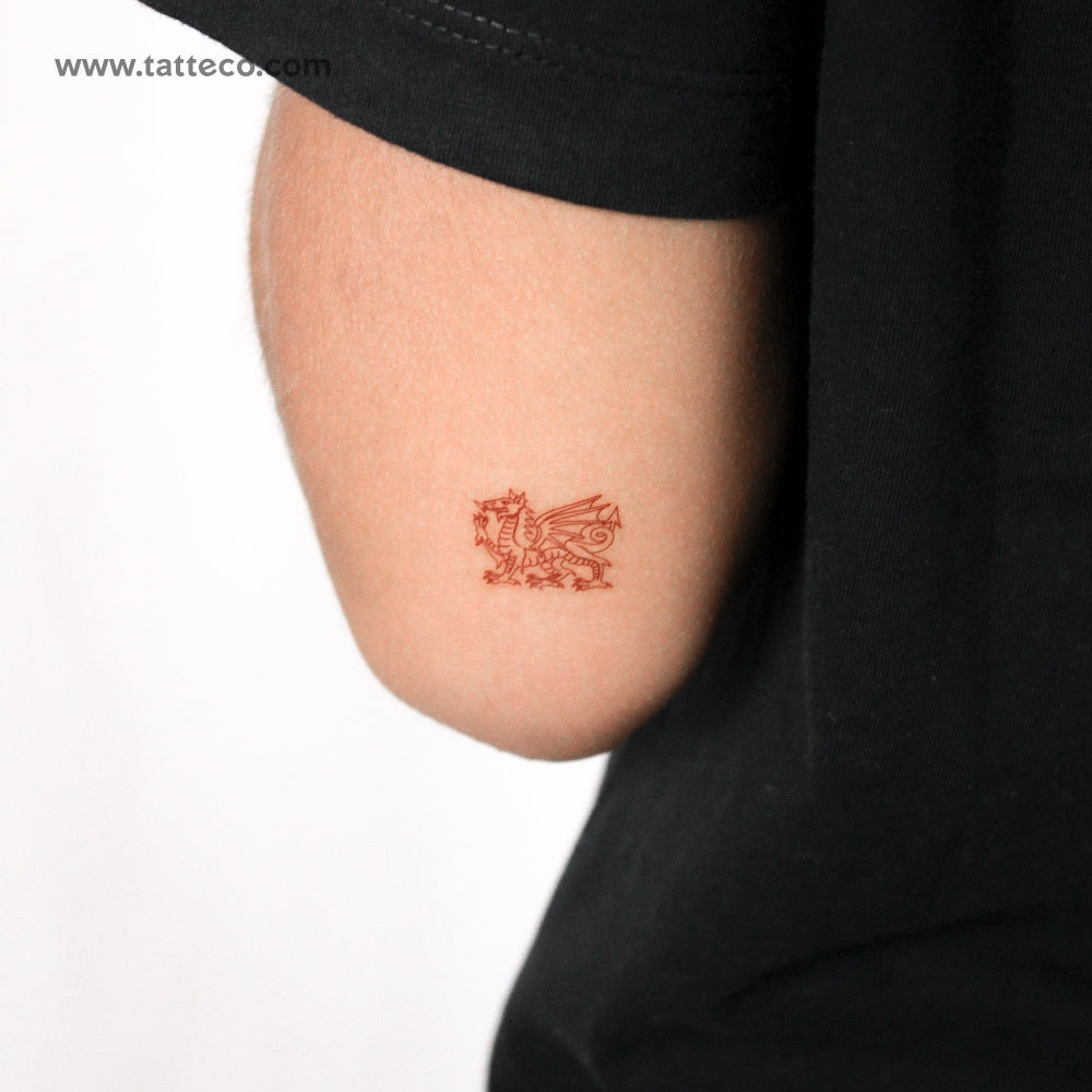 Red Welsh Dragon Temporary Tattoo - Set of 3