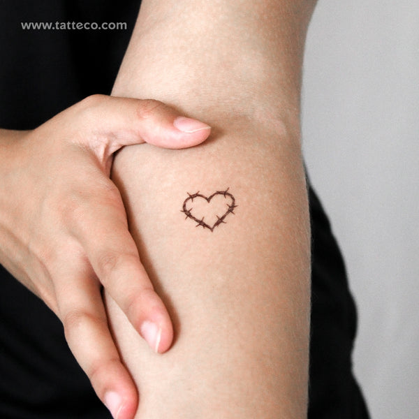 Heart Shaped Barbed Wire Temporary Tattoo - Set of 3