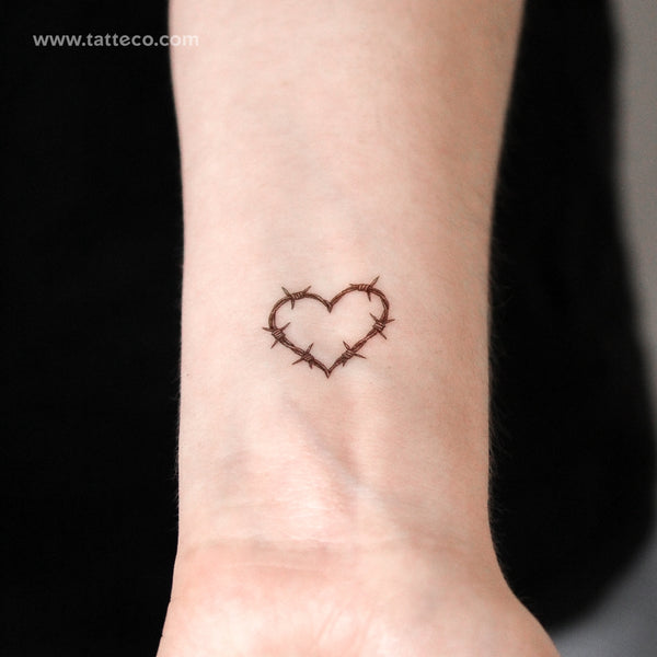 Heart Shaped Barbed Wire Temporary Tattoo - Set of 3