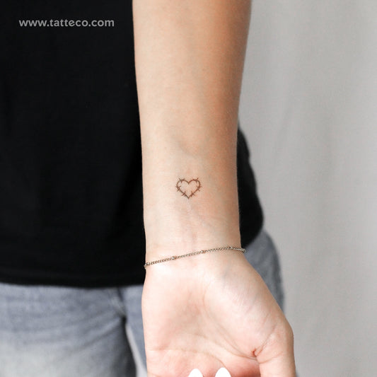 Little Barbed Wire Heart Temporary Tattoo - Set of 3