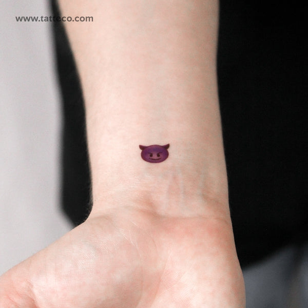 Smiling Face With Horns Temporary Tattoo - Set of 3