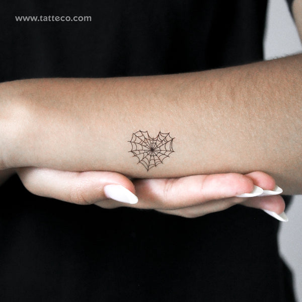 Heart Shaped Spiderweb Temporary Tattoo - Set of 3