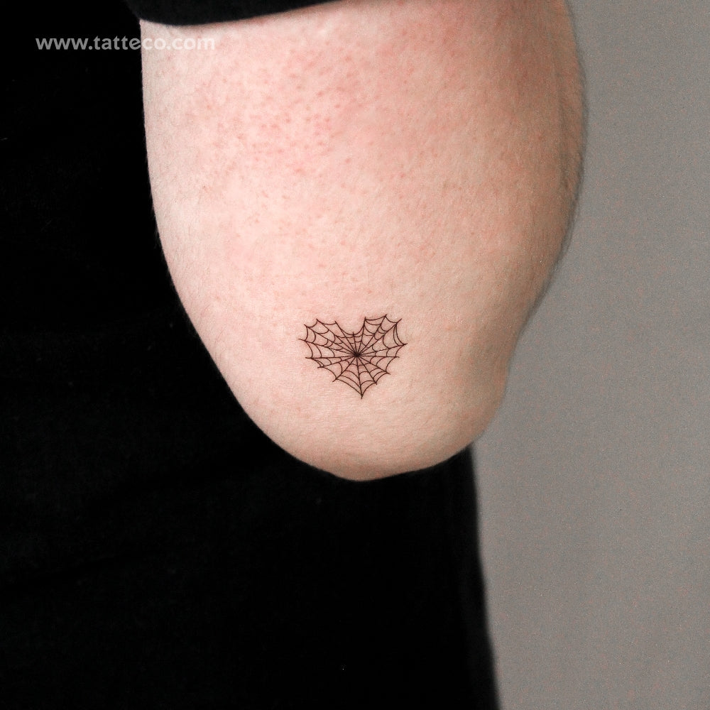 Heart Shaped Spiderweb Temporary Tattoo - Set of 3