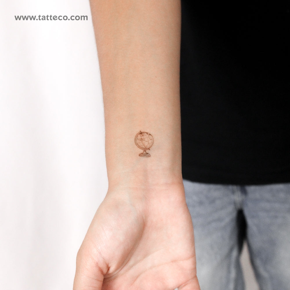 World Globe Temporary Tattoo - Set of 3
