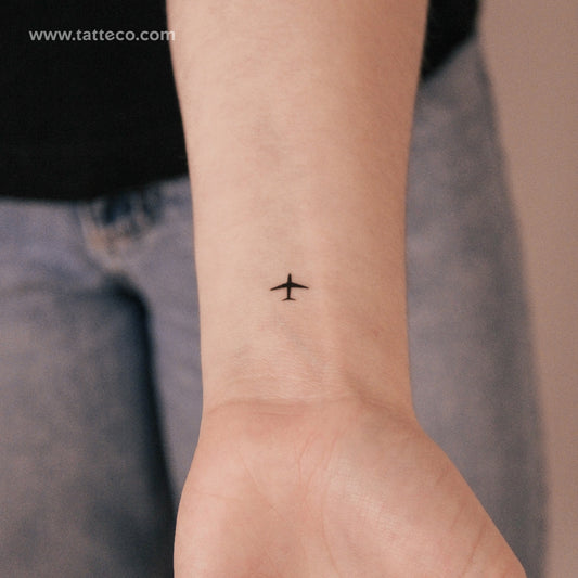 Tatuaje temporal de avión pequeño (2 semanas) - Juego de 2