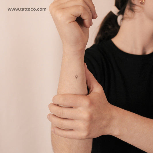 Tatuaje semipermanente de estrella del norte (pequeño) - Juego de 2