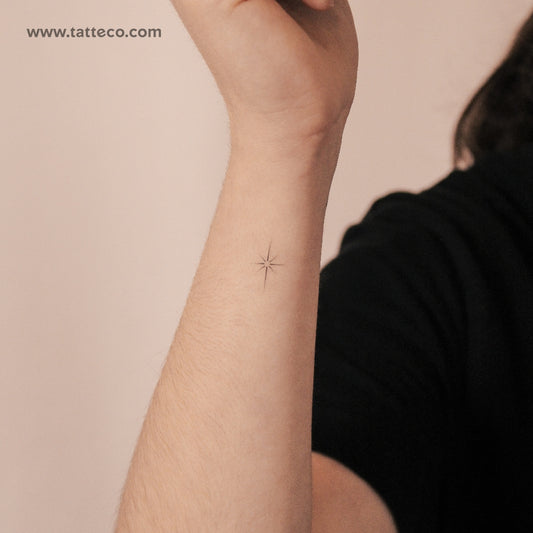 Tatuaje semipermanente de estrella del norte (pequeño) - Juego de 2
