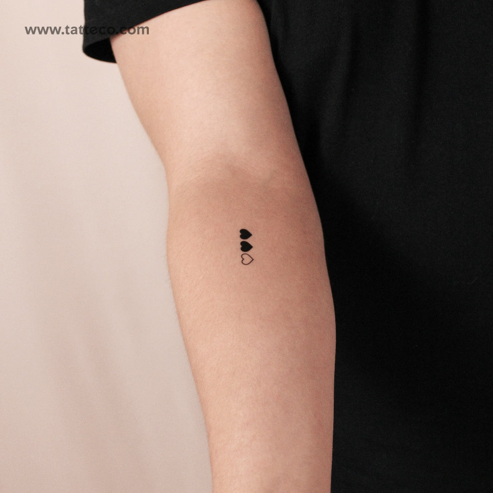 Matching Hearts Semi-permanent Tattoos - Set of 3x2