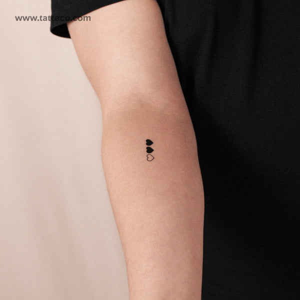 Tatuajes semipermanentes de corazones a juego - Juego de 3x2