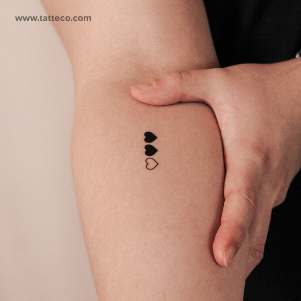 Tatuajes semipermanentes de corazones a juego - Juego de 3x2