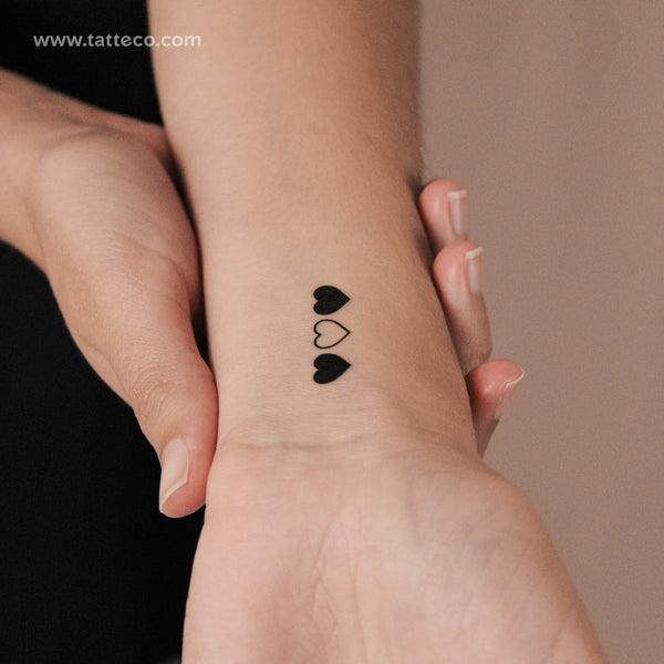 Tatuajes semipermanentes de corazones a juego - Juego de 3x2