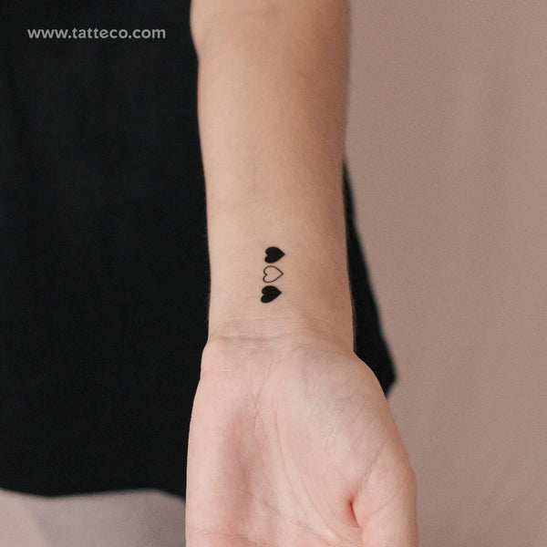 Tatuajes semipermanentes de corazones a juego - Juego de 3x2