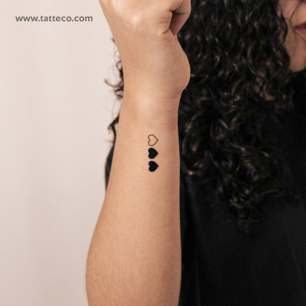 Tatuajes semipermanentes de corazones a juego - Juego de 3x2