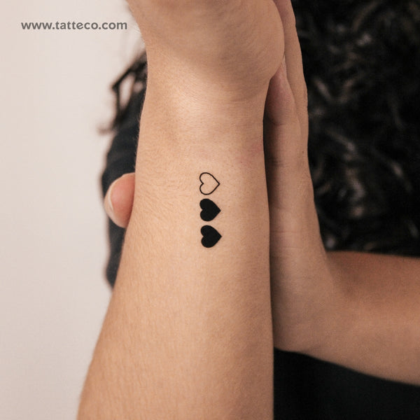 Tatuajes semipermanentes de corazones a juego - Juego de 3x2