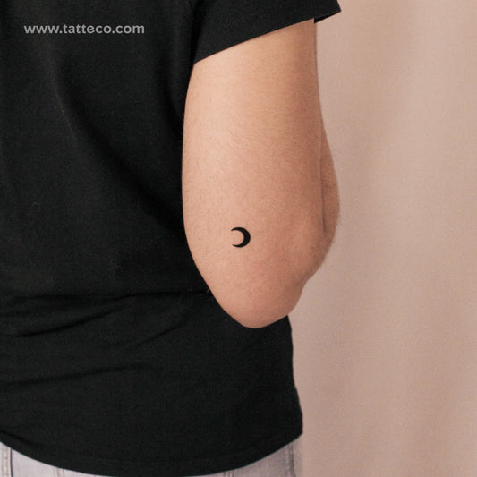 Tatuaje temporal de luna creciente negra (2 semanas) - Set de 2