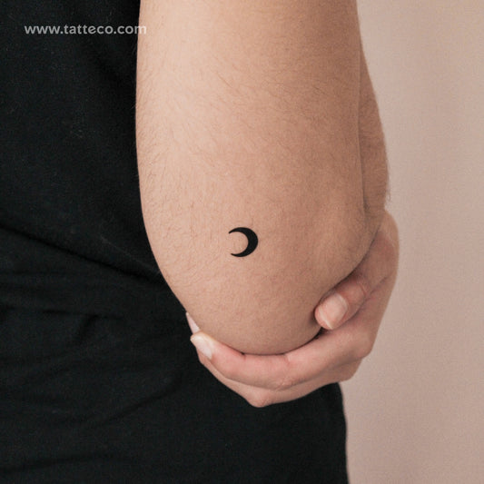 Tatuaje temporal de luna creciente negra (2 semanas) - Set de 2